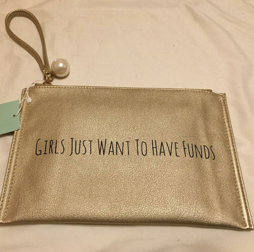 NWT Cute Deux Lux Gold Wristlet Clutch Bag